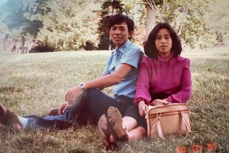 Nuon Mayourom, right, and husband Lep Plong, left, in undated family photos.