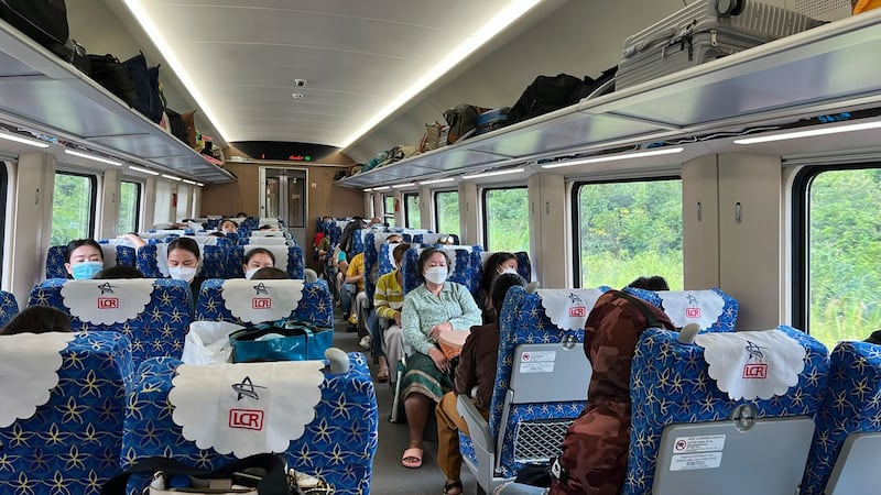 中老铁路旅客列车内部(RFA)