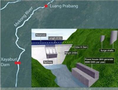 Đập thủy điện Xayaburi trên dòng Mekong. RFA file