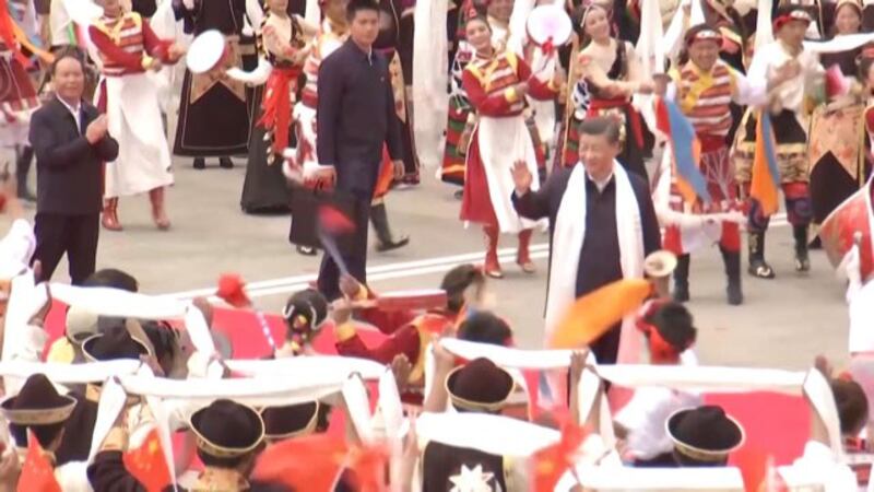 2021年7月习近平考察西藏自治区。(AFP截图)