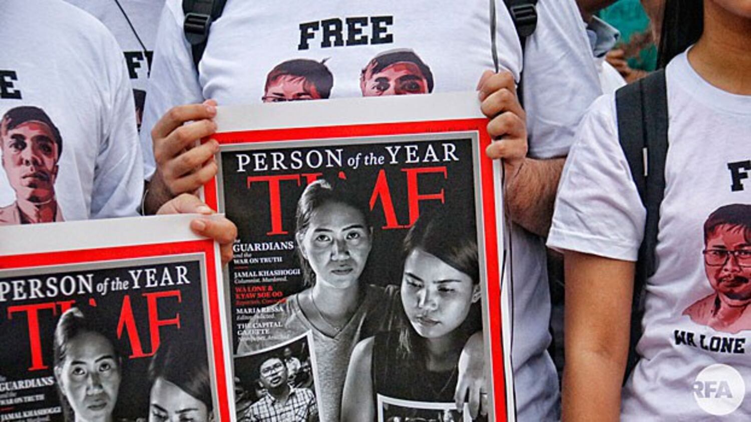 Dozens in Myanmar Rally For Release of Jailed Reuters Reporters on Anniversary of Their Arrests