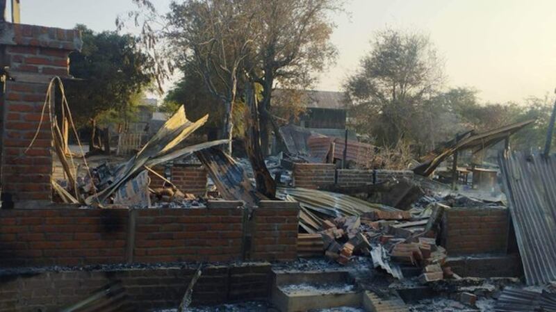 Khin-U township's Ah Lel Sho village is seen Jan. 2, 2023, after a raid by Myanmar junta forces. Credit: Khin-U Township True News