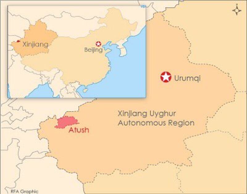 A map of Atush in Xinjiang. 