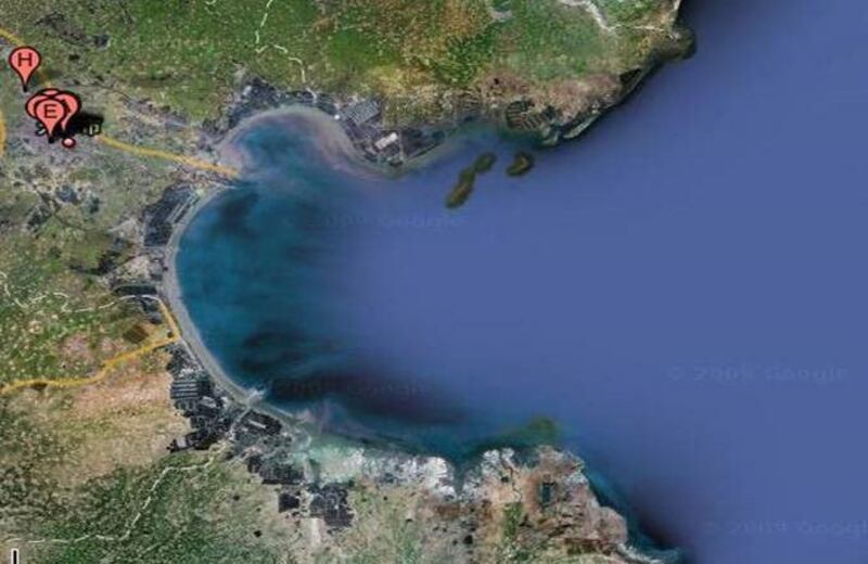 从谷歌地图上看中国近海污染。（Public Domain）