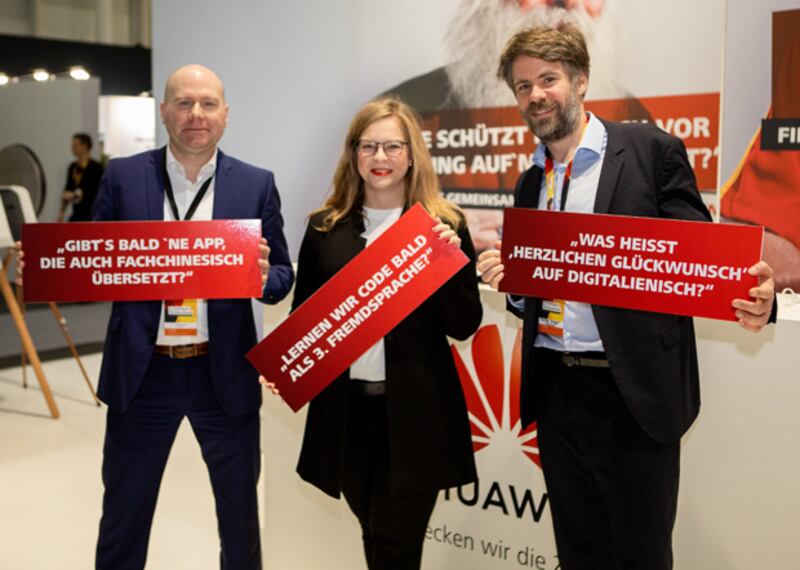 華為公司在德國曾資助德國總理默克爾所在的政黨「基民盟」在巴登-符騰堡州的黨代會。圖為華為於2018年11月參加基民盟的活動。(華為德國公司推特圖片)