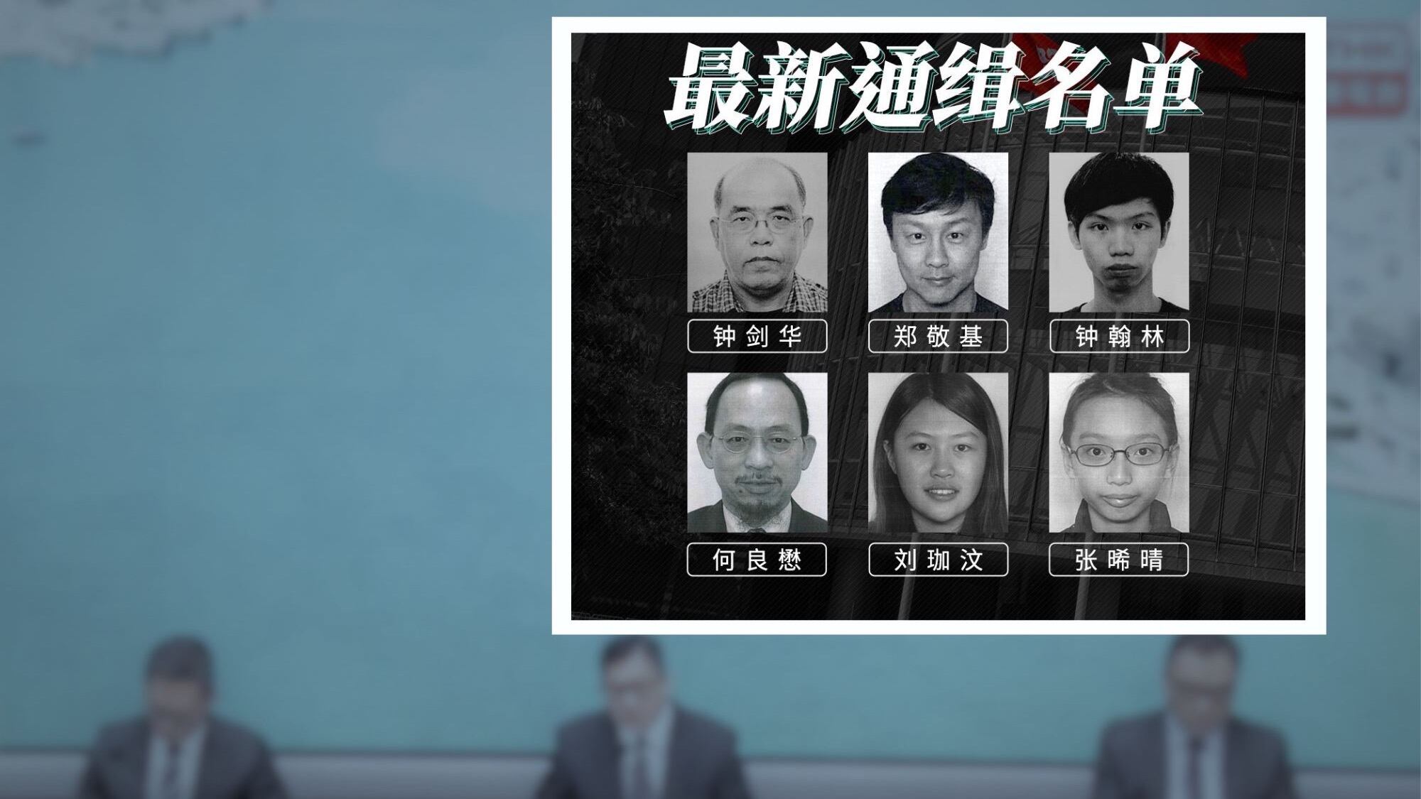 被通缉的六名人士