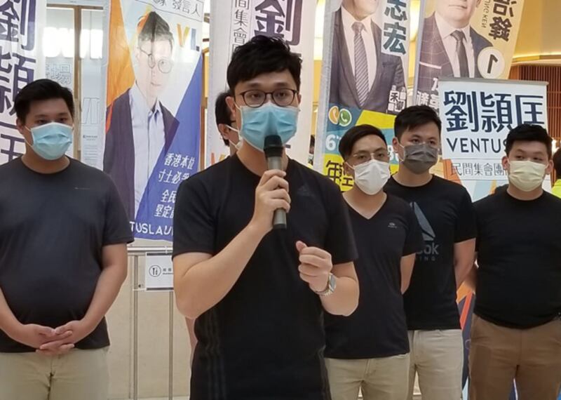 劉頴匡指呼籲香港人不要因為DQ而放棄這場選舉。（鄧穎韜 攝） 