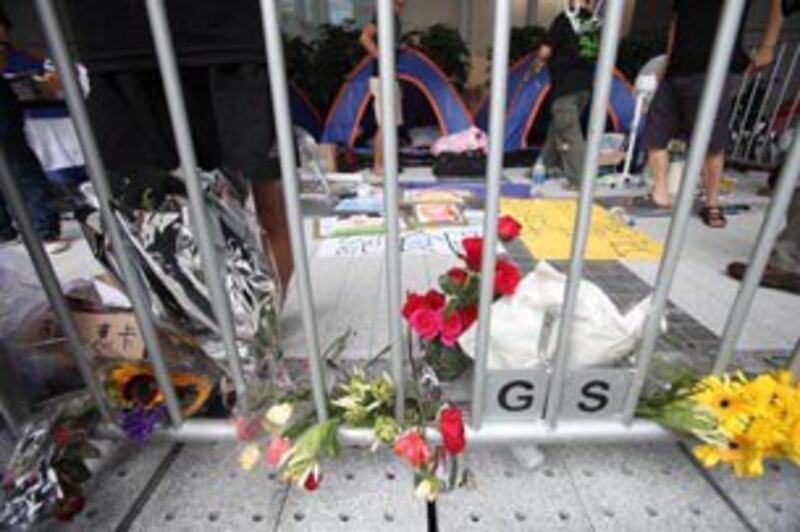 图片:反“国教”抗议活动中民众在绝食。(Jim Chan/EyePress)