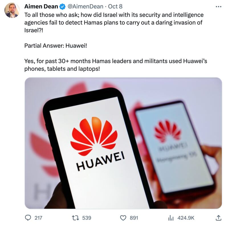 艾门・迪恩在X上的推文(X截图)