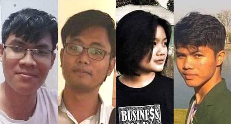 ၂၀၂၂ ခုနှစ် မတ်လ ၁၂ ရက်နေ့ညတွင် အဖမ်းခံရသည့် ရန်ကုန်မြို့ ဗိုလ်တထောင်မြို့နယ်၊ (၄၅) လမ်းမှာနေထိုင်တဲ့ တက္ကသိုလ်ကျောင်းသားလေးဦးကို တွေ့ရစဥ် (Photo: CJ)