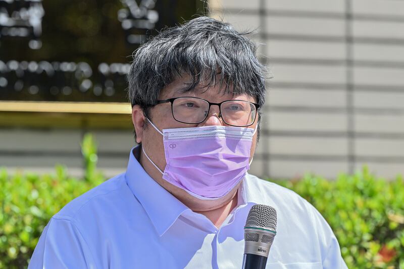 經濟民主連合召集人賴中強：《蘋果日報》個資如落入中國手中，將是台灣史上最大的個資侵害事件。（鍾廣政 攝）