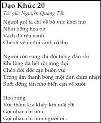 Hình Bài Dạo Khúc 20 trên một trang mạng. Courtesy poem.tkaraoke.com