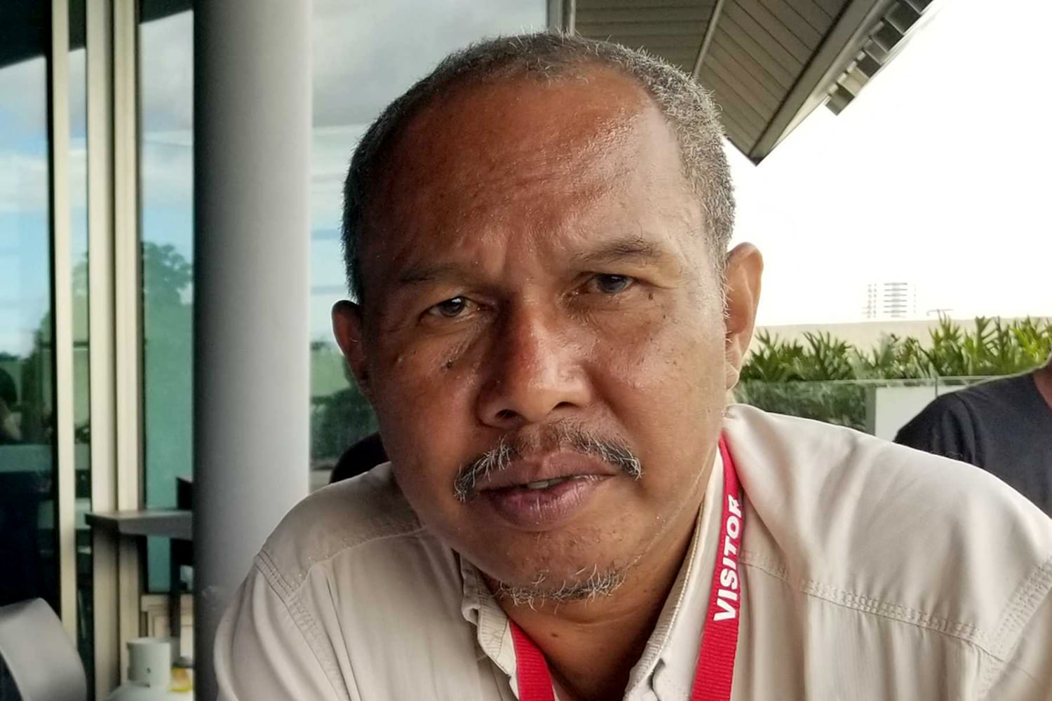 Indonesian journalist Victor Mambor attends a media conference in Brisbane, April 29, 2024.