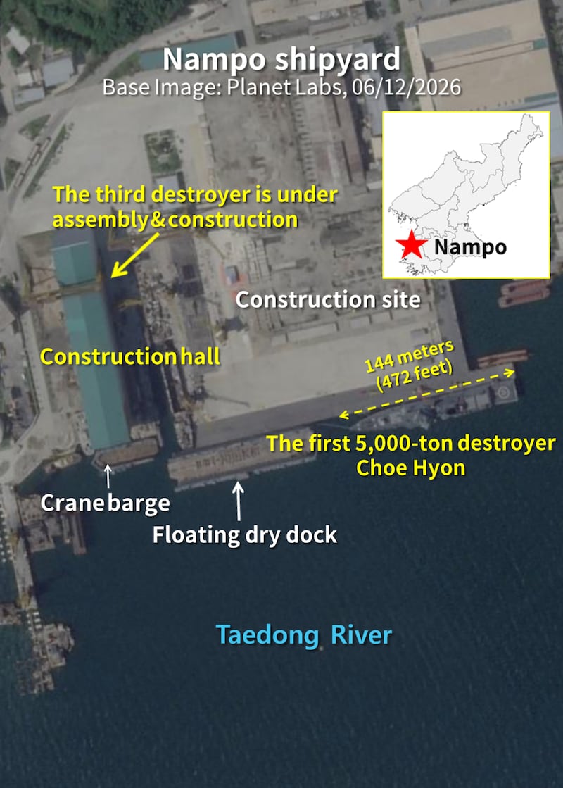The third destroyer similar to the Cheo Hyon is currently under construction at the Nampo Shipyard. Since 2024, the shipyard has undergone expansion and modernization efforts. Some analysts believe that Nampo could become the construction site of North Korea's 10,000-ton destroyer in the future.