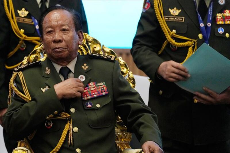 Cambodia's Defense Minister Tea Banh attends the ASEAN Japan Defense Ministers Informal Meeting in Phnom Penh, Cambodia, June 22, 2022. Credit: Associated Press