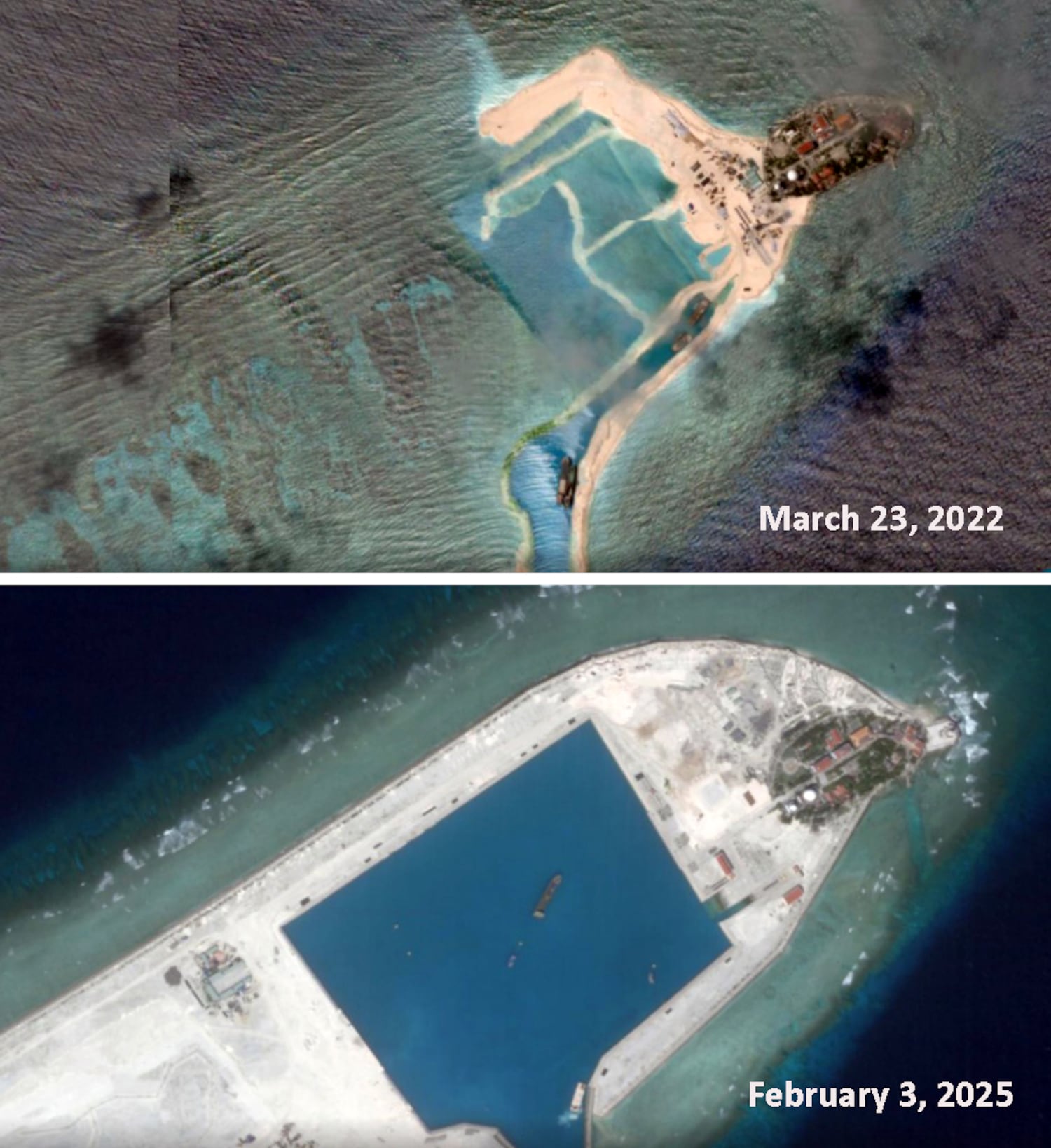 Pearson Reef on March 23, 2022, and Feb. 3, 2025.
