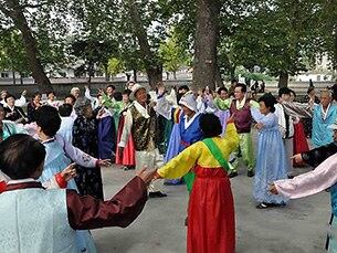 북한의 '세계 노인의 날' 행사 모습.