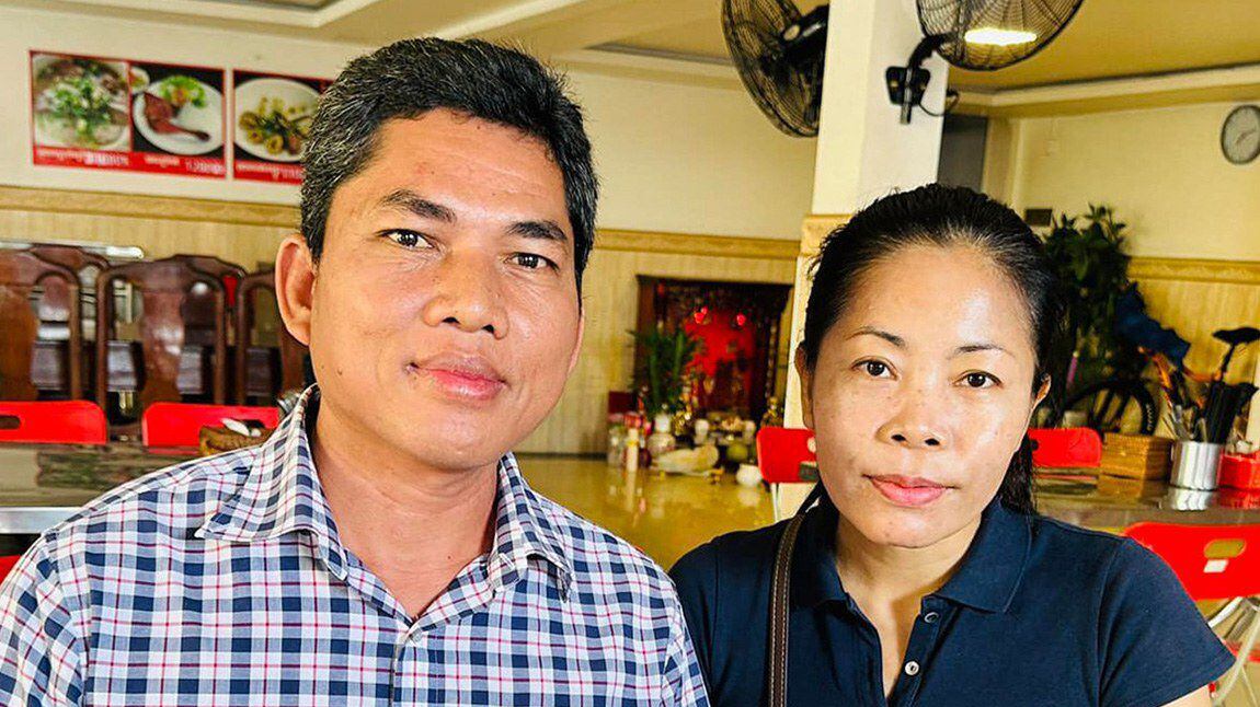 Ny Nak, an agricultural expert and critic of the Cambodian government, and his wife, Sok Synet, are seen in a social media post, Nov. 18, 2023. (Facebook/Nak Ny)
