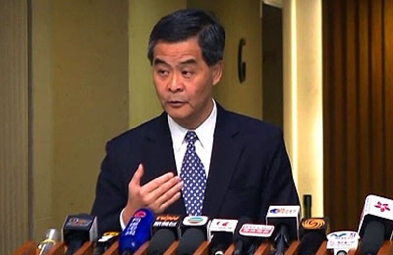 2014年6月24日,特首梁振英表示不認同《環球時報》對七十萬香港市民投票的看法。(香港政府新聞網視頻截圖)