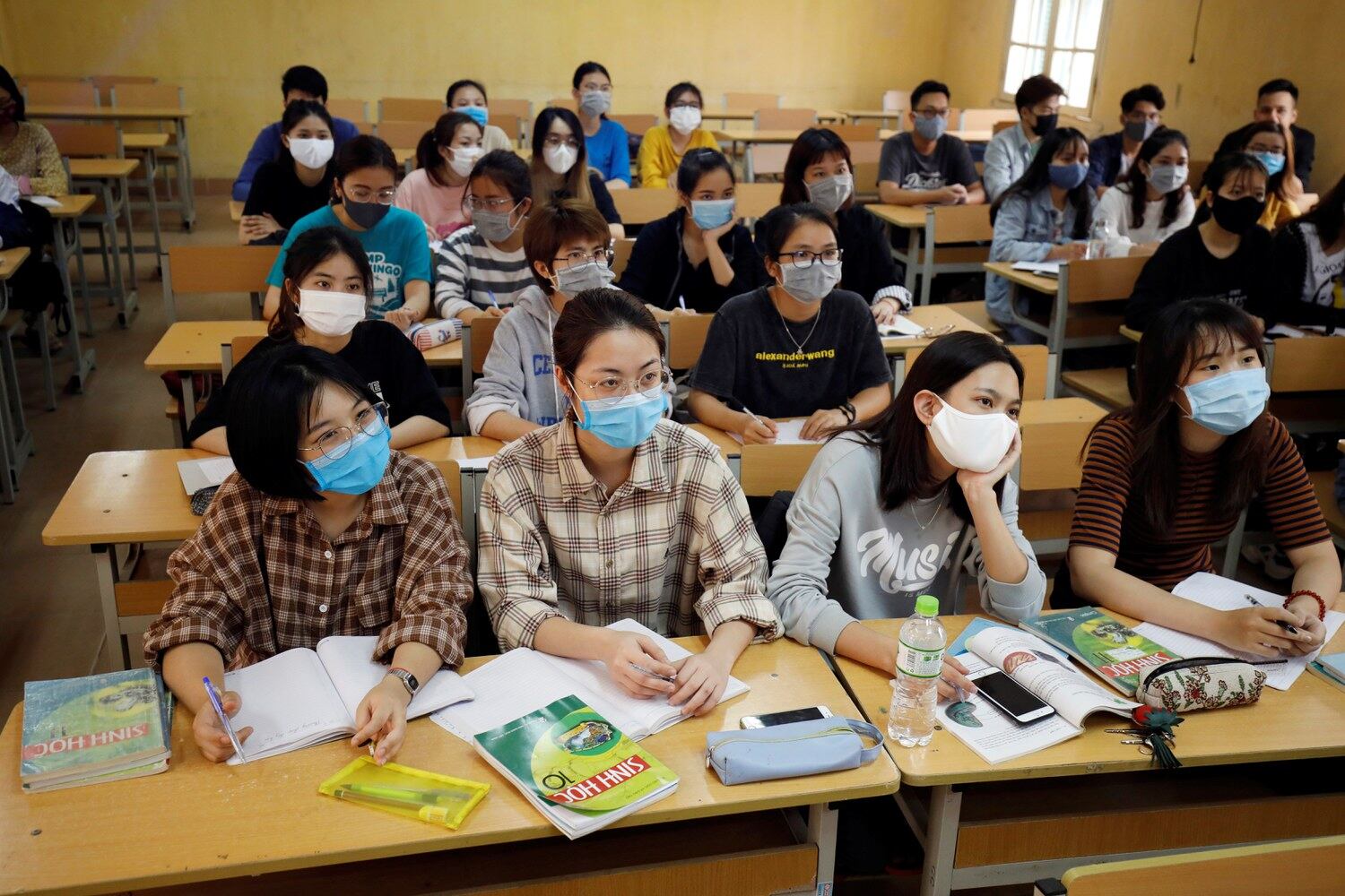Ảnh minh họa trong một lớp học cấp đại học ở Hà Nội hôm 1/3/2020