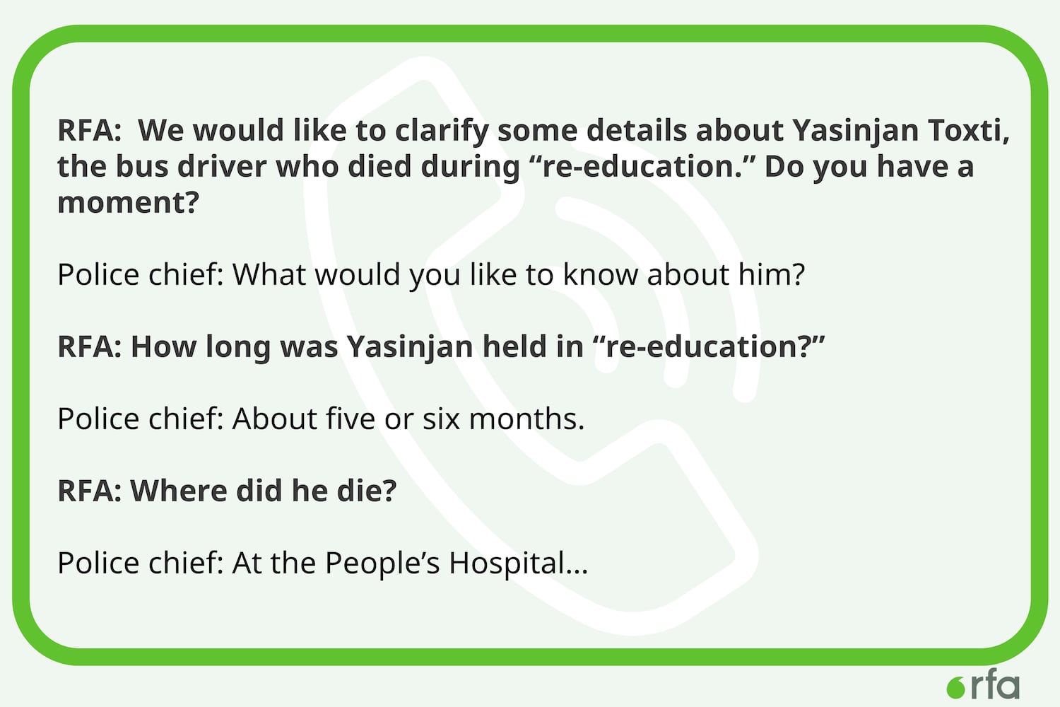 RFA spoke to the chief of police in Aksu, Xinjiang Uyghur Autonomous Region.