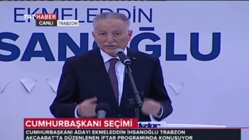 تۈركىيە جۇمھۇر رەئىسلىك نامزاتى ئەكمەلىددىن ئېھسان ئوغلى تېلېۋىزۇردا