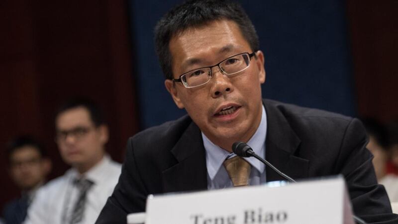 2015年9月18日,滕彪在美国国会听证会。(AFP)