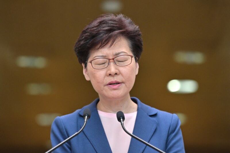 香港特首林郑月娥说《逃犯条例》修订草案已死，修例工作完全失败。（法新社）