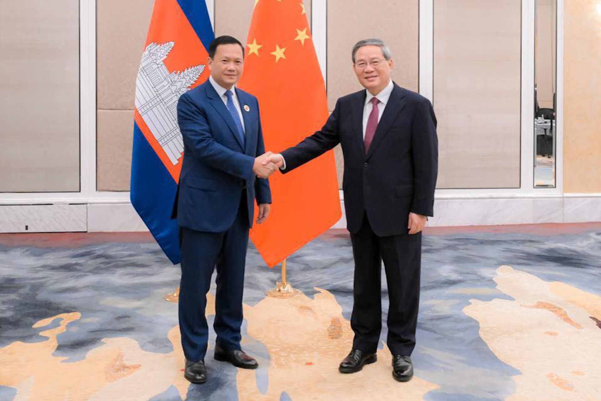 Cambodian PM Hun Manet meets premier of China Li Qiang 27 May 2025.