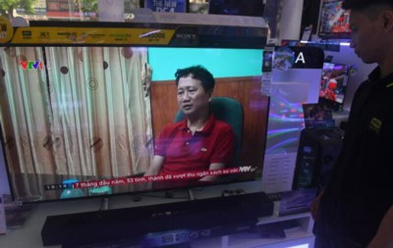 Hình ảnh ông Trịnh Xuân Thanh trên truyền hình Việt Nam ngày 4/8/2017. 