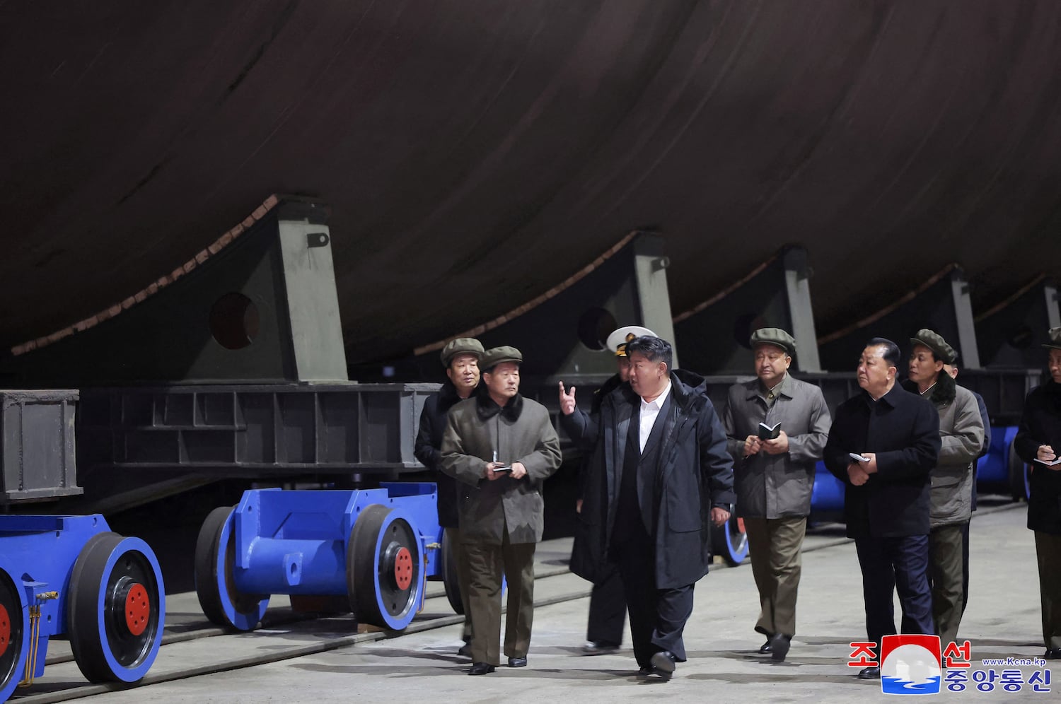 North Korean leader Kim Jong Un inspects nuclear submarine construction