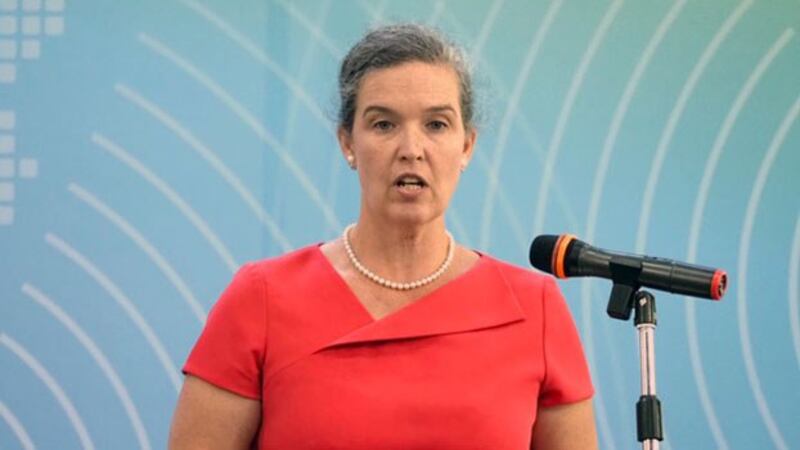 美国国务院亚太局主管澳纽暨太平洋事务副助卿孙晓雅(Sandra Oudkirk)称代表特朗普以及蓬佩奥而来。(记者 黄春梅摄)