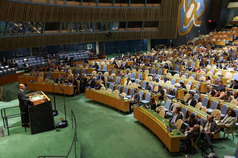 2026년 4월 27일, 뉴욕 유엔 본부에서 열린 제11차 핵확산금지조약(NPT) 평가회의.