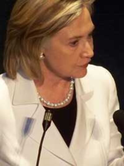 Bà Hillary Clinton tại Hội nghị Dân chủ Cấp cao, diễn ra ở Ba Lan từ ngày 2 đến ngày 4 tháng 7 năm 2010. RFA Photo/Vân Anh.