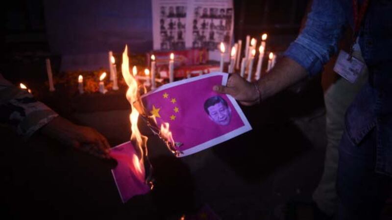中印边境爆发45年来最严重军事冲突,印度民众示威抗议。(法新社)